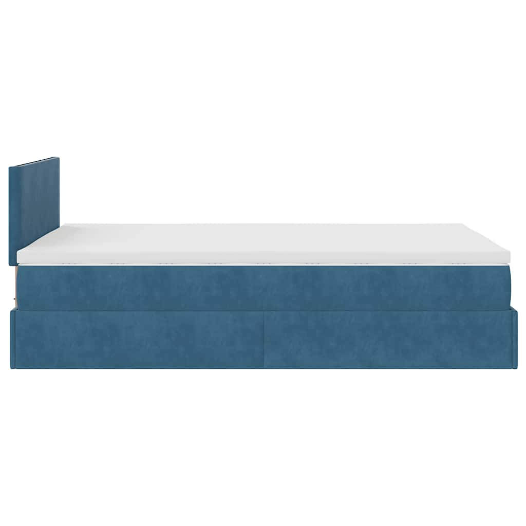 Ottoman bed met matras 120x190 cm fluweel donkerblauw