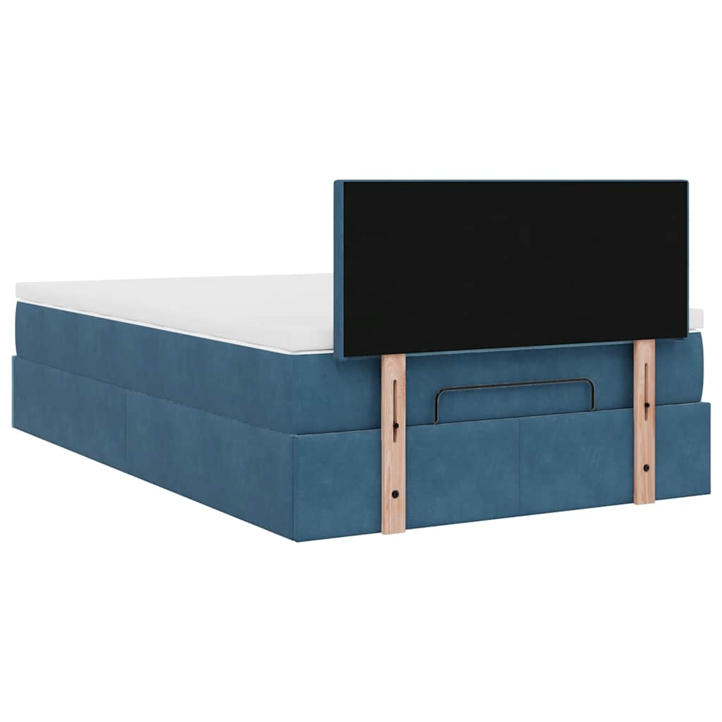 Ottoman bed met matras 120x190 cm fluweel donkerblauw