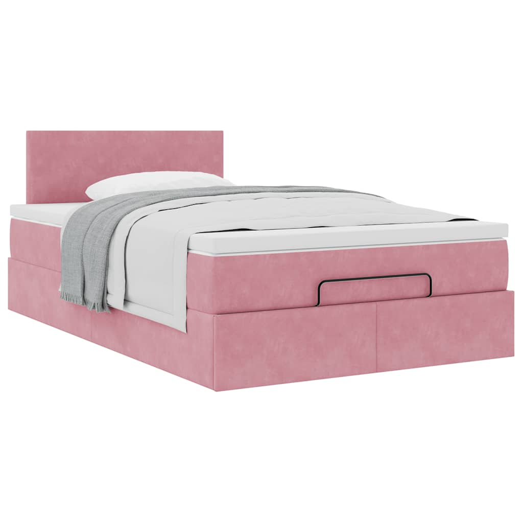 Ottoman bed met matras 120x190 cm fluweel roze