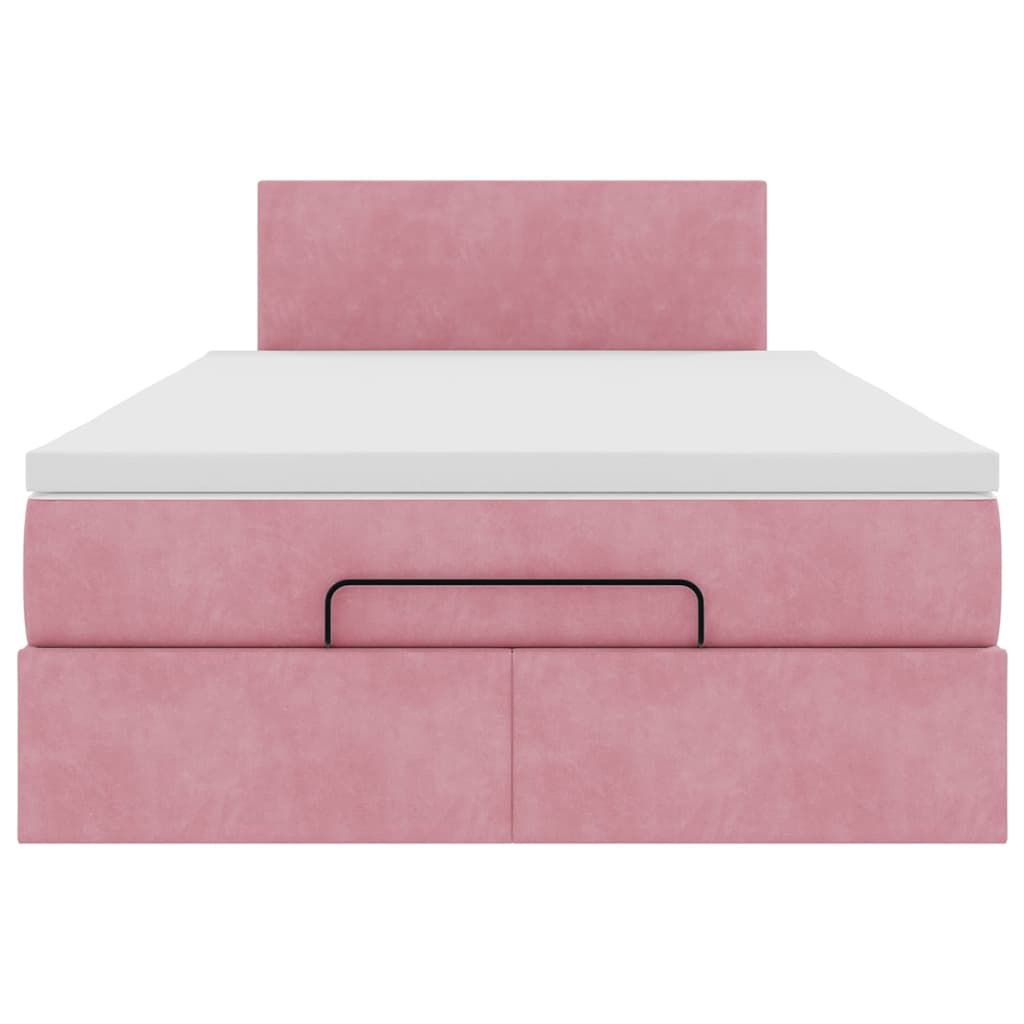 Ottoman bed met matras 120x190 cm fluweel roze