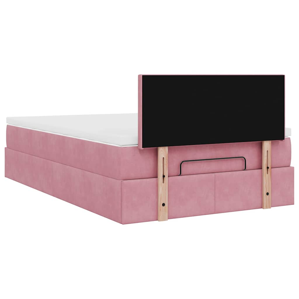 Ottoman bed met matras 120x190 cm fluweel roze