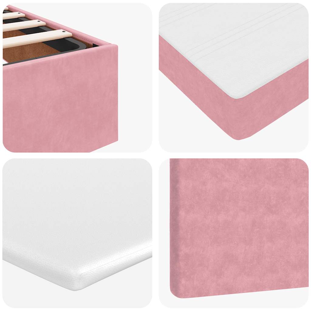 Ottoman bed met matras 120x190 cm fluweel roze