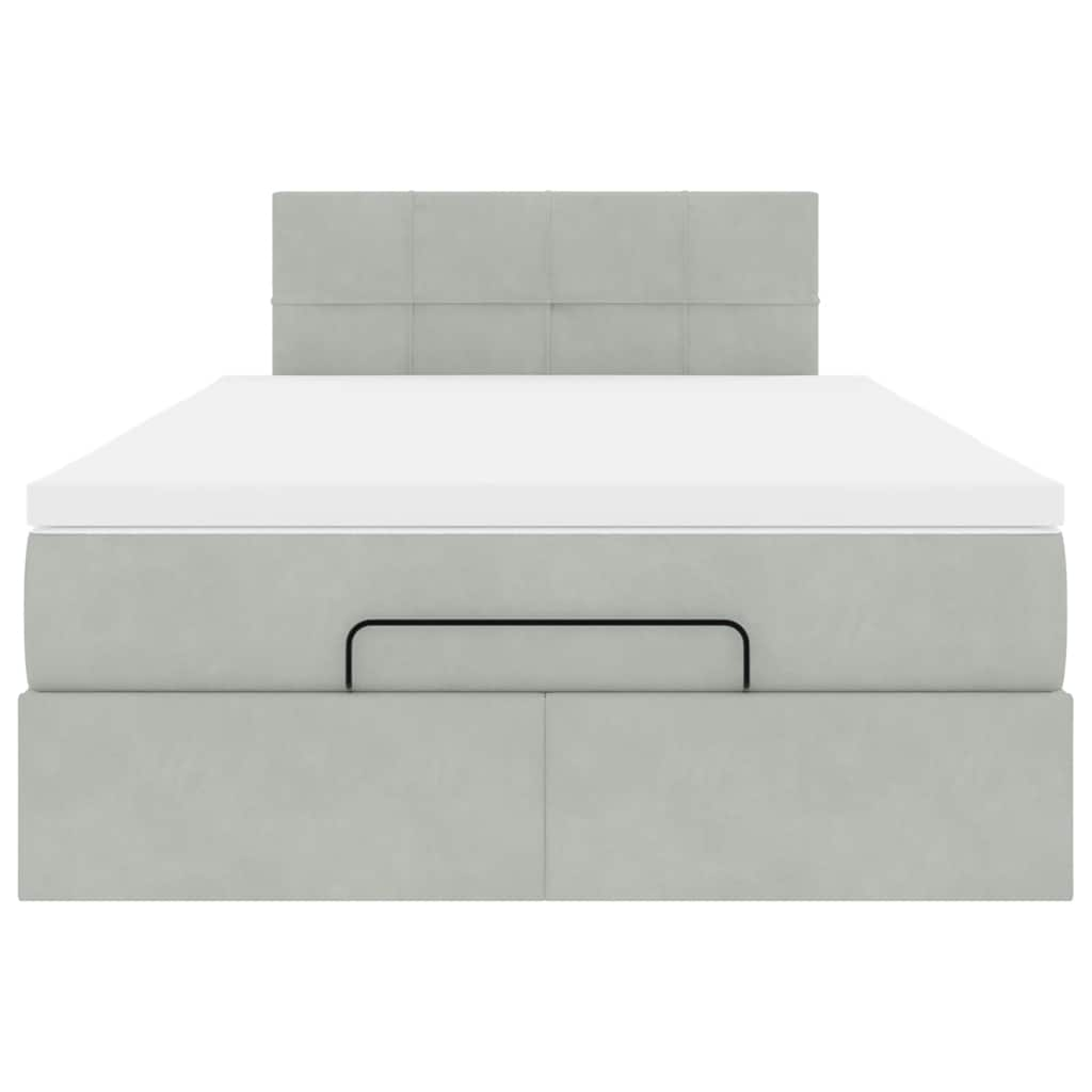 Ottoman bed met matras 120x190 cm fluweel lichtgrijs