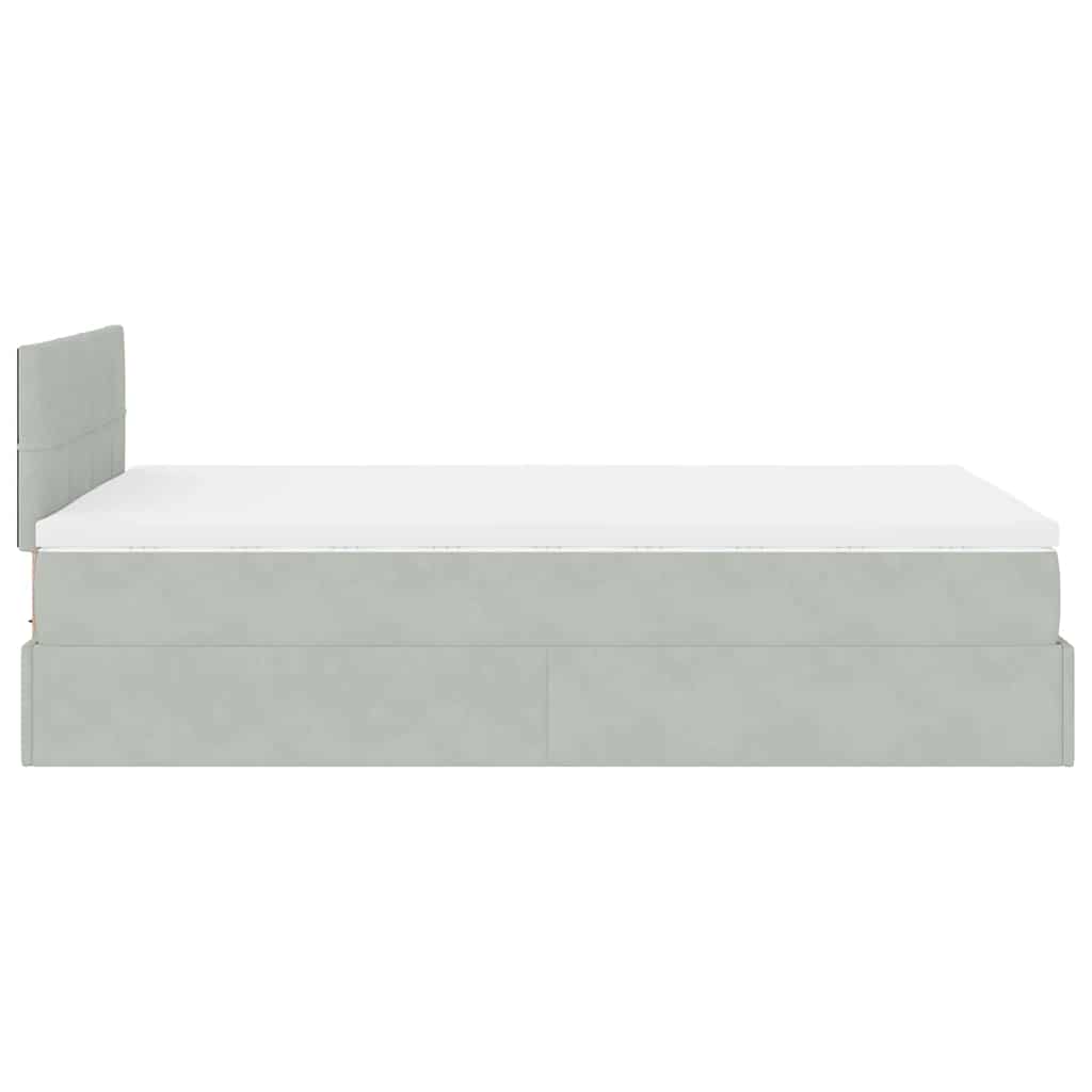 Ottoman bed met matras 120x190 cm fluweel lichtgrijs