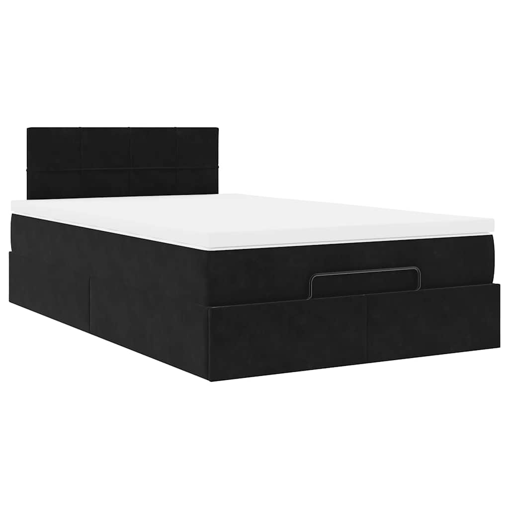 Ottoman bed met matras 120x190 cm fluweel zwart