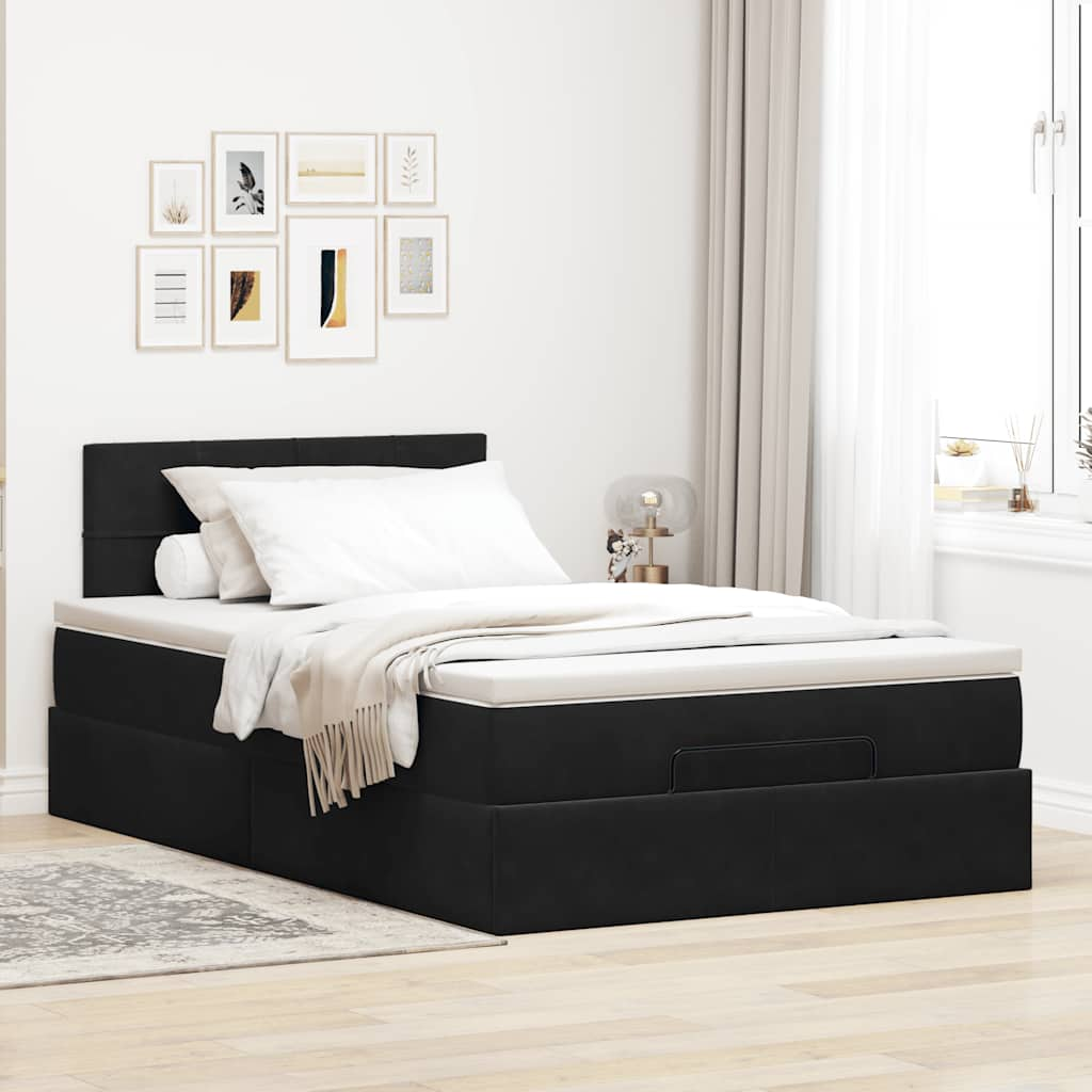 Ottoman bed met matras 120x190 cm fluweel zwart