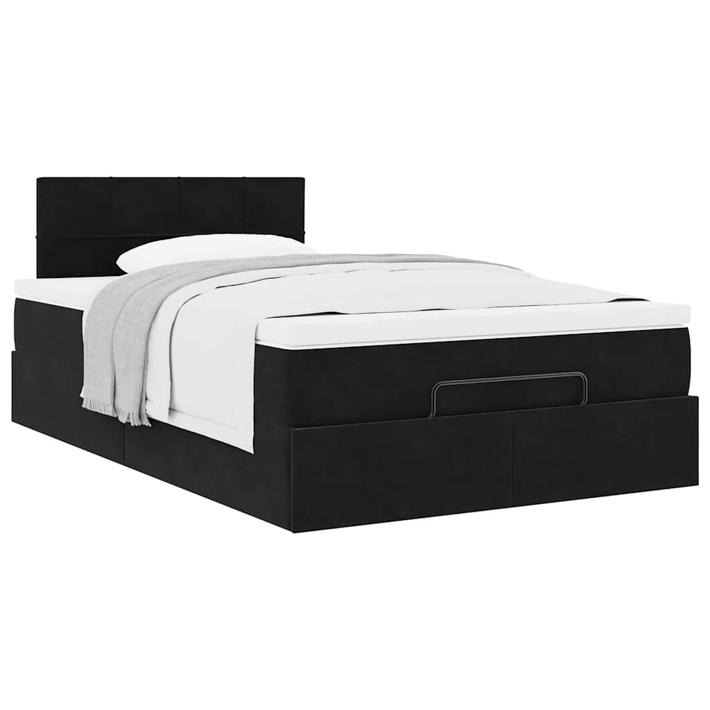 Ottoman bed met matras 120x190 cm fluweel zwart