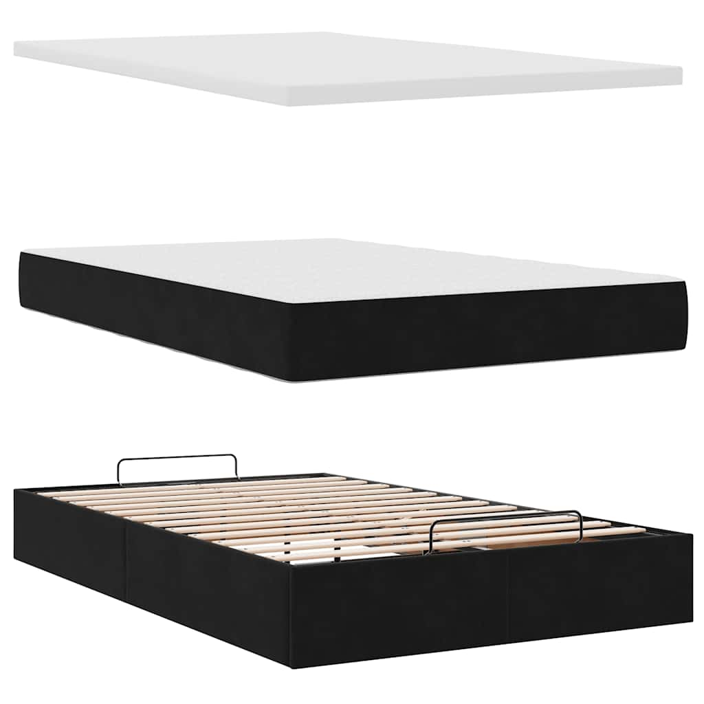 Ottoman bed met matras 120x190 cm fluweel zwart