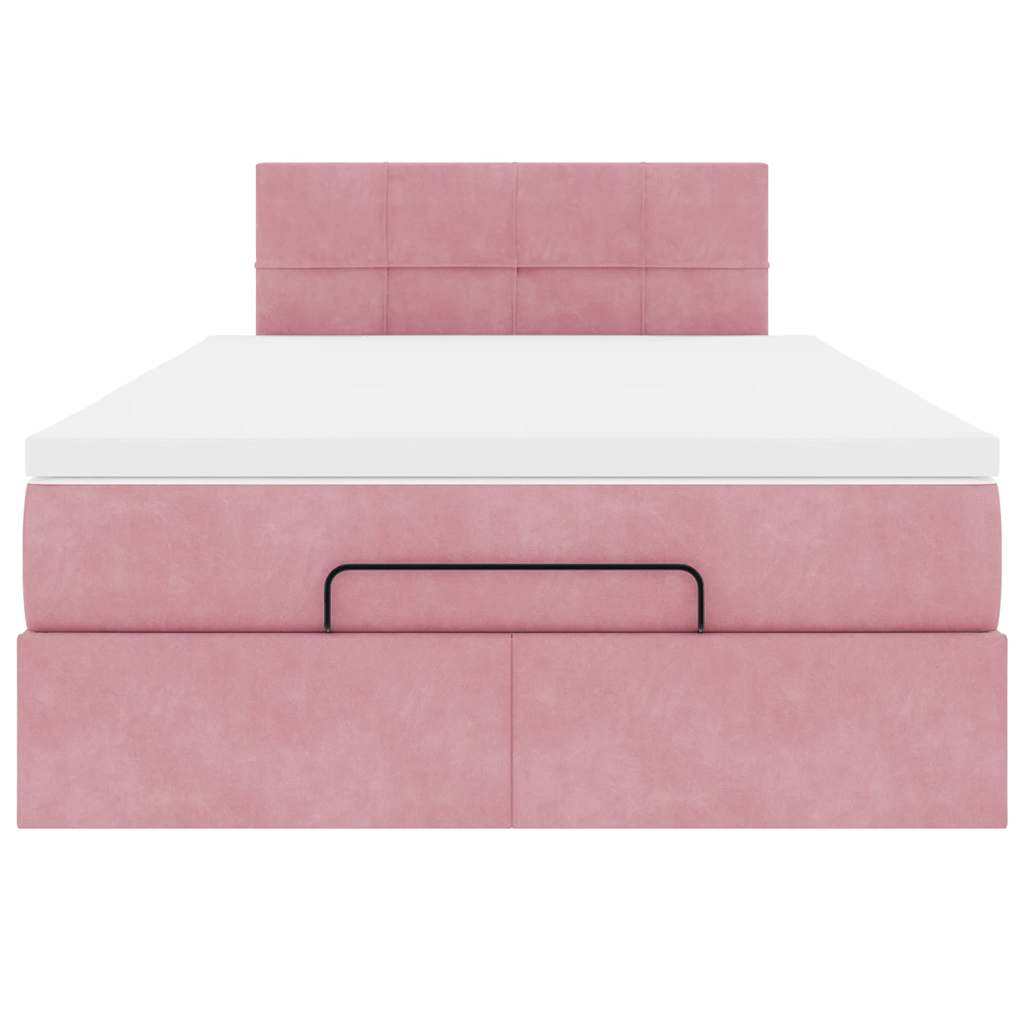 Ottoman bed met matras 120x190 cm fluweel roze