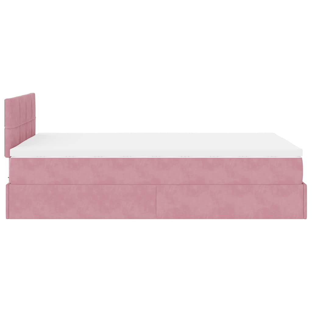 Ottoman bed met matras 120x190 cm fluweel roze