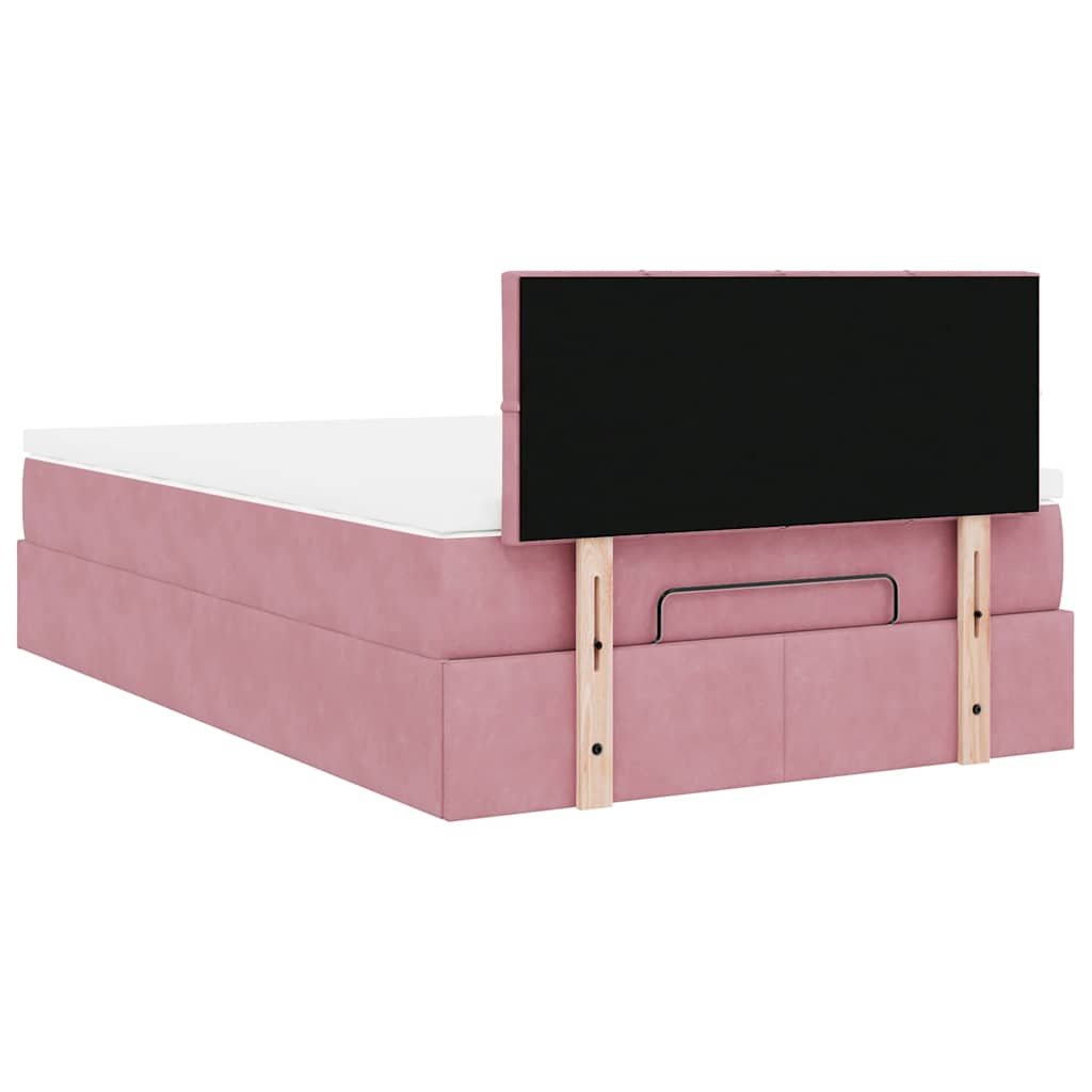 Ottoman bed met matras 120x190 cm fluweel roze