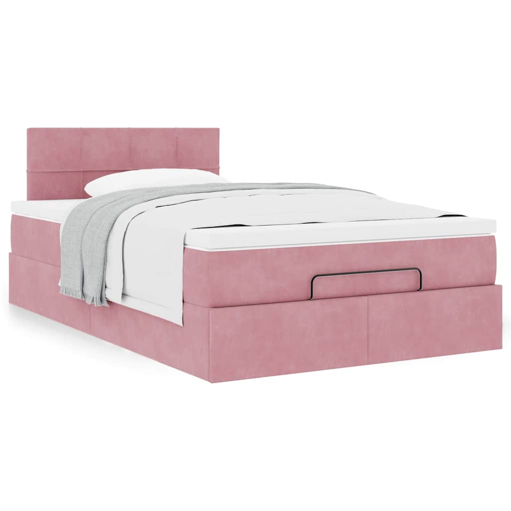 Ottoman bed met matras 120x190 cm fluweel roze