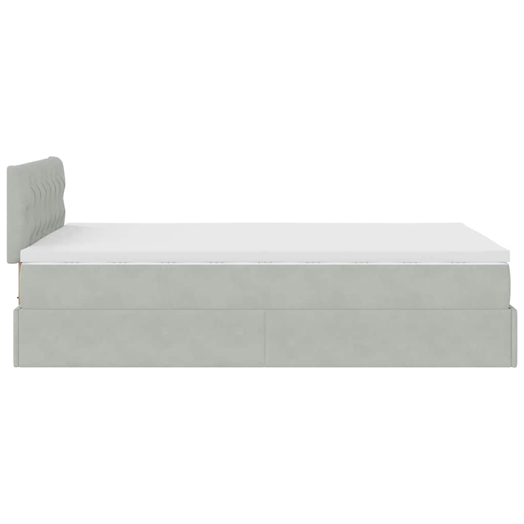 Ottoman bed met matras 120x190 cm fluweel lichtgrijs