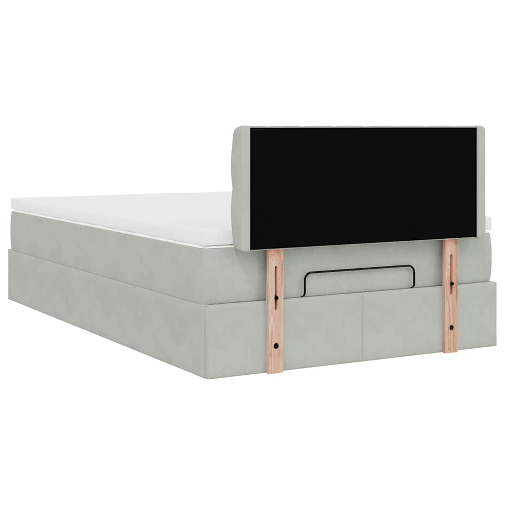 Ottoman bed met matras 120x190 cm fluweel lichtgrijs