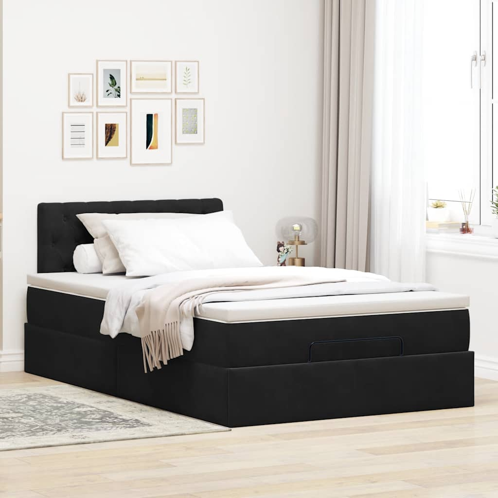 Ottoman bed met matras 120x190 cm fluweel zwart