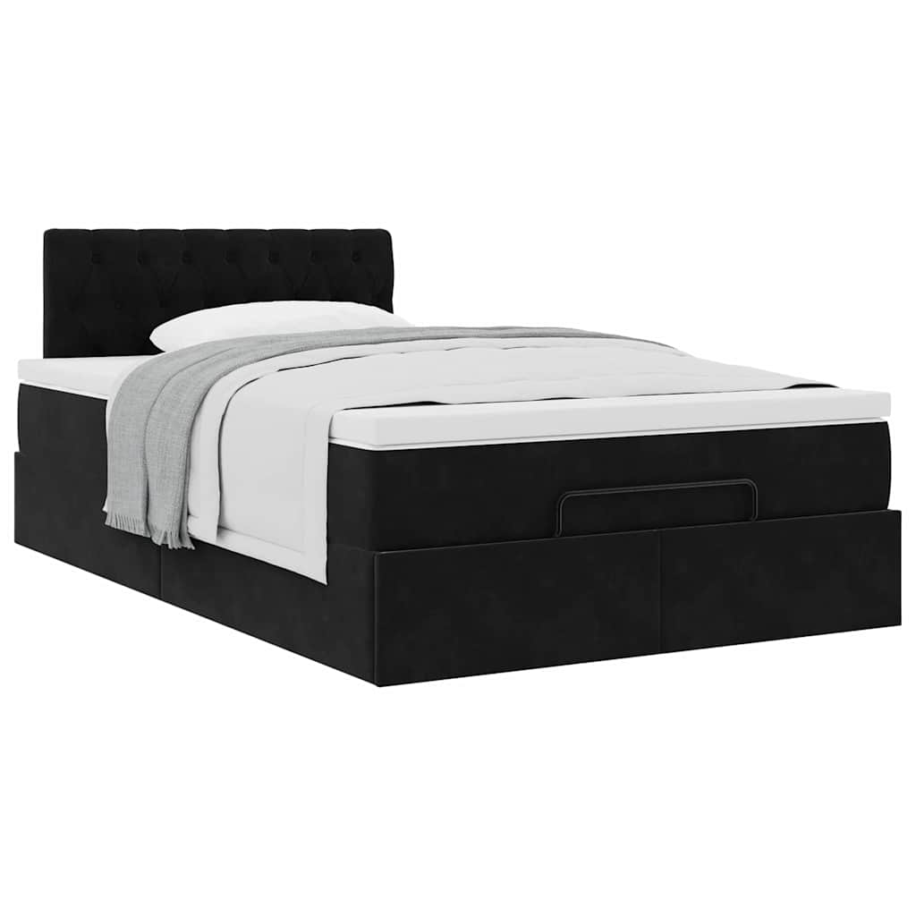 Ottoman bed met matras 120x190 cm fluweel zwart