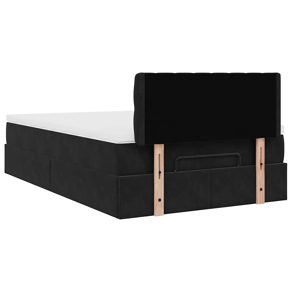 Ottoman bed met matras 120x190 cm fluweel zwart