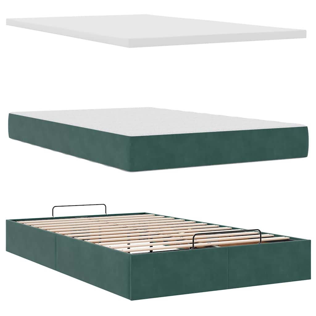 Ottoman bed met matras 120x190 cm fluweel donkergroen