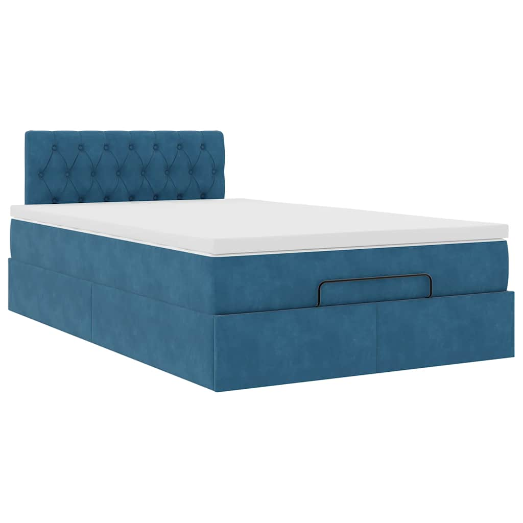 Ottoman bed met matras 120x190 cm fluweel donkerblauw