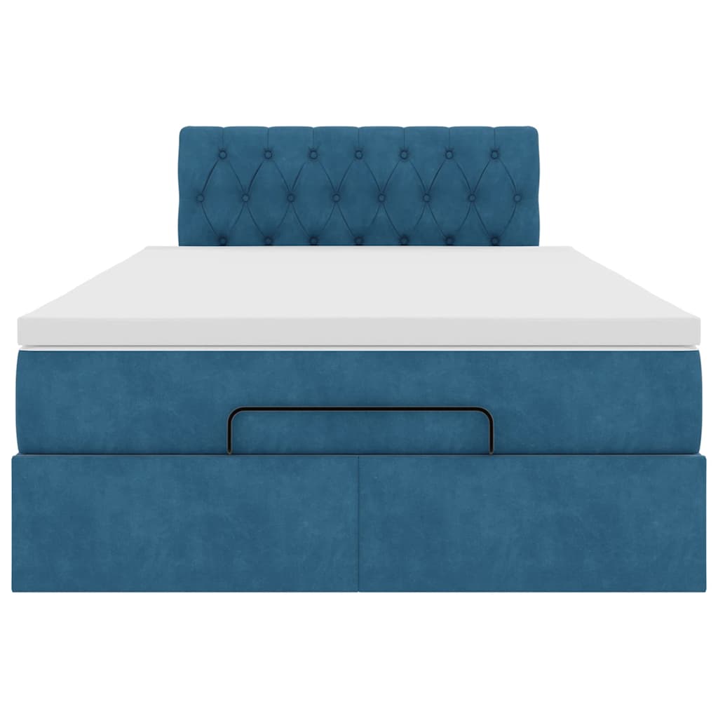 Ottoman bed met matras 120x190 cm fluweel donkerblauw