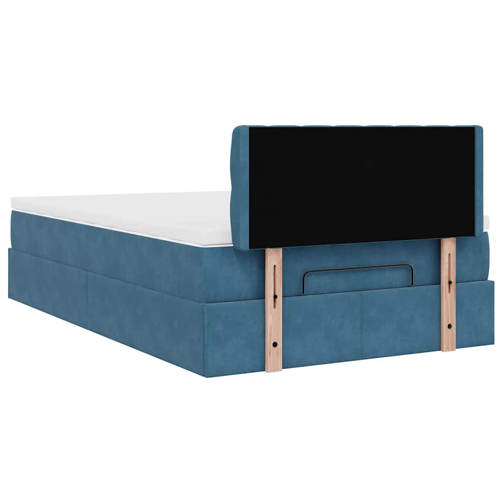 Ottoman bed met matras 120x190 cm fluweel donkerblauw