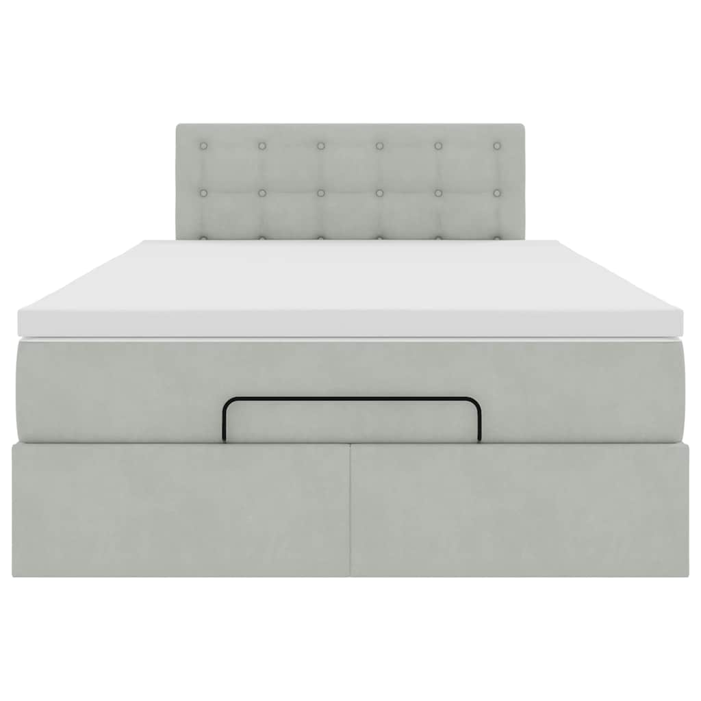 Ottoman bed met matras 120x190 cm fluweel lichtgrijs