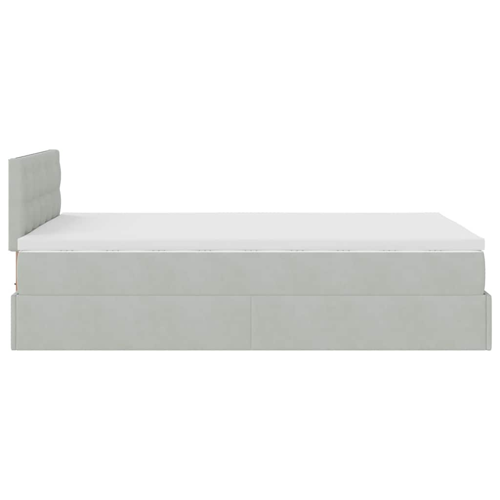 Ottoman bed met matras 120x190 cm fluweel lichtgrijs