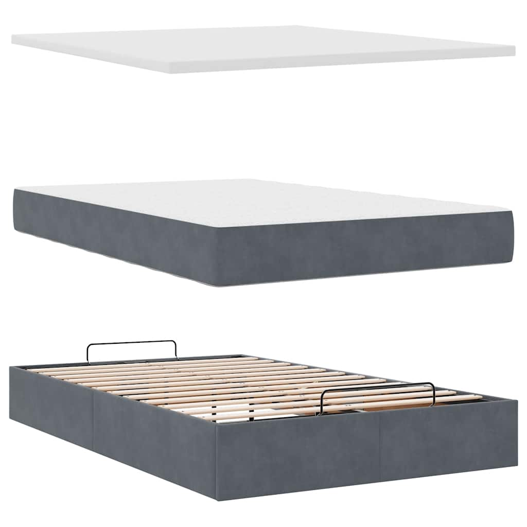 Ottoman bed met matras 120x190 cm fluweel donkergrijs