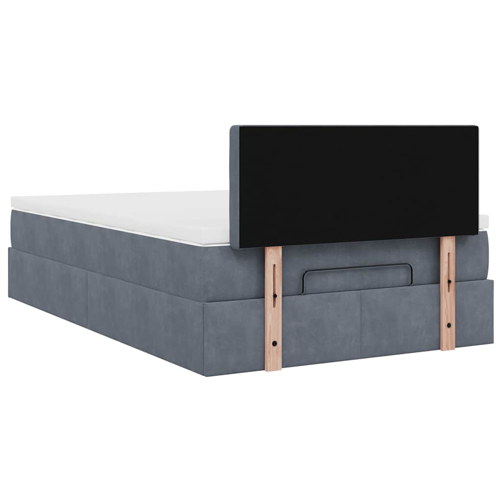 Ottoman bed met matras 120x190 cm fluweel donkergrijs