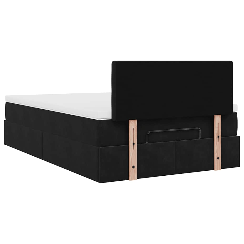 Ottoman bed met matras 120x190 cm fluweel zwart