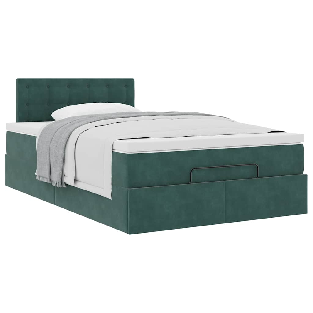 Ottoman bed met matras 120x190 cm fluweel donkergroen