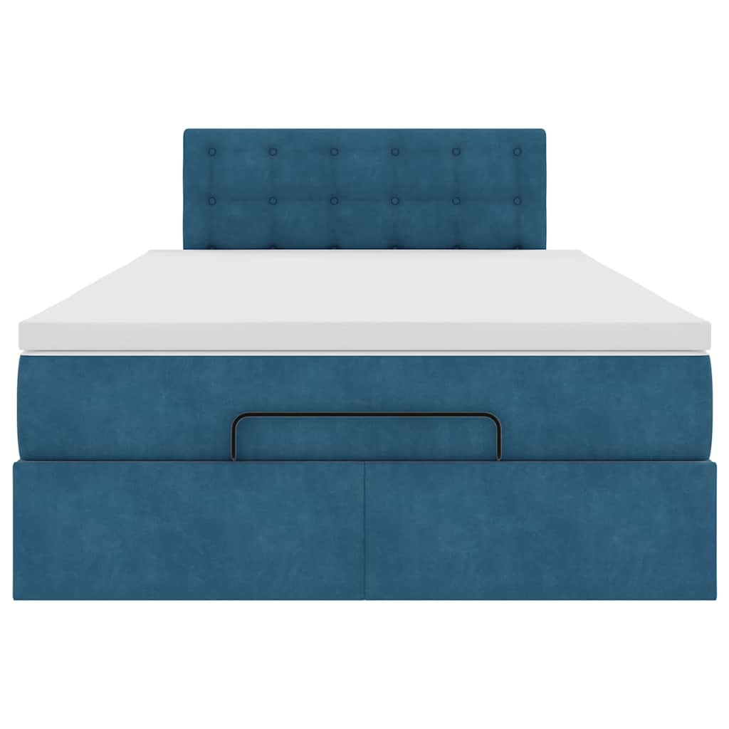 Ottoman bed met matras 120x190 cm fluweel donkerblauw