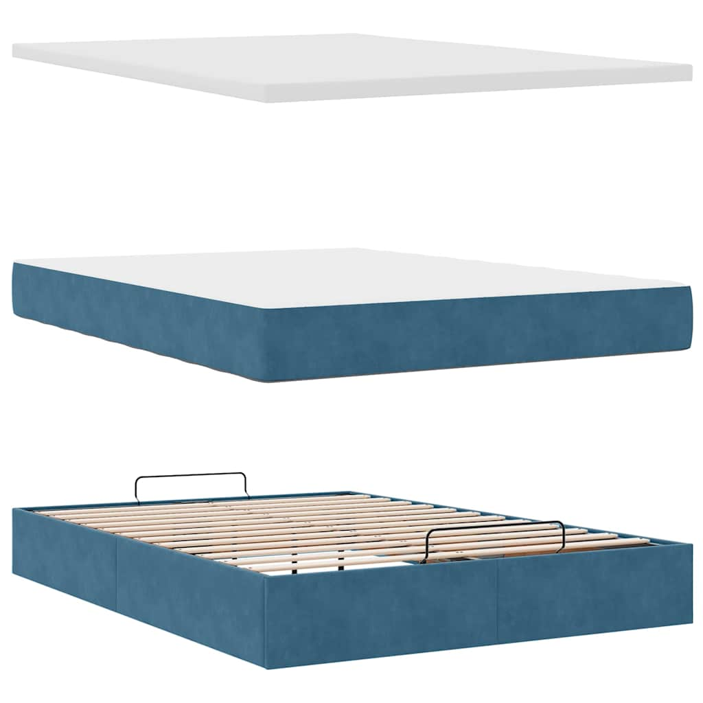 Ottoman bed met matras 120x190 cm fluweel donkerblauw