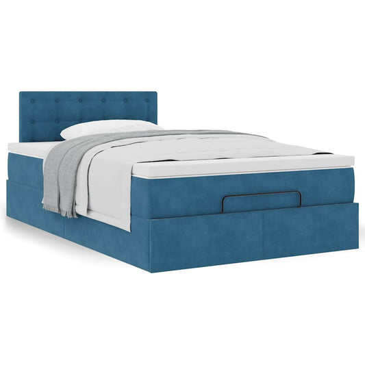 Ottoman bed met matras 120x190 cm fluweel donkerblauw