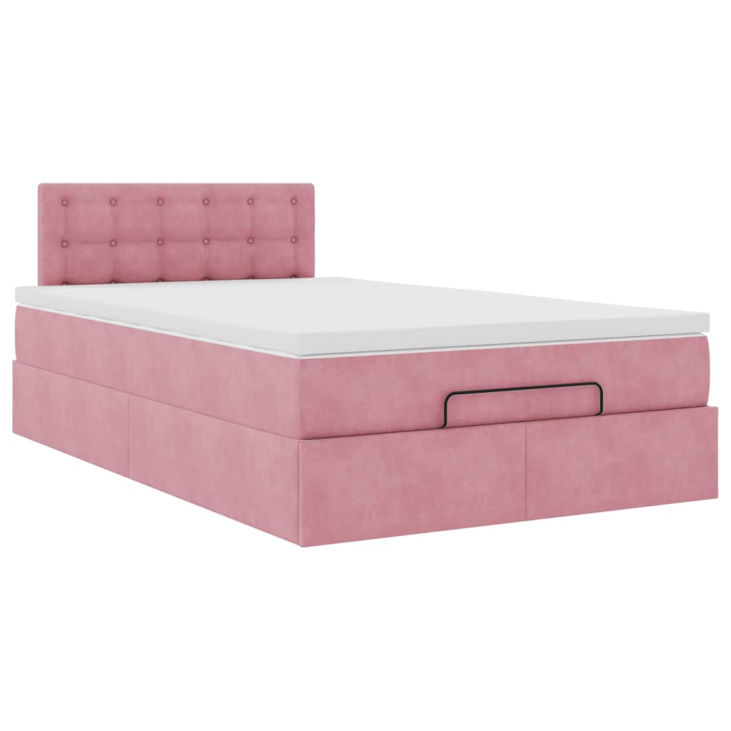 Ottoman bed met matras 120x190 cm fluweel roze