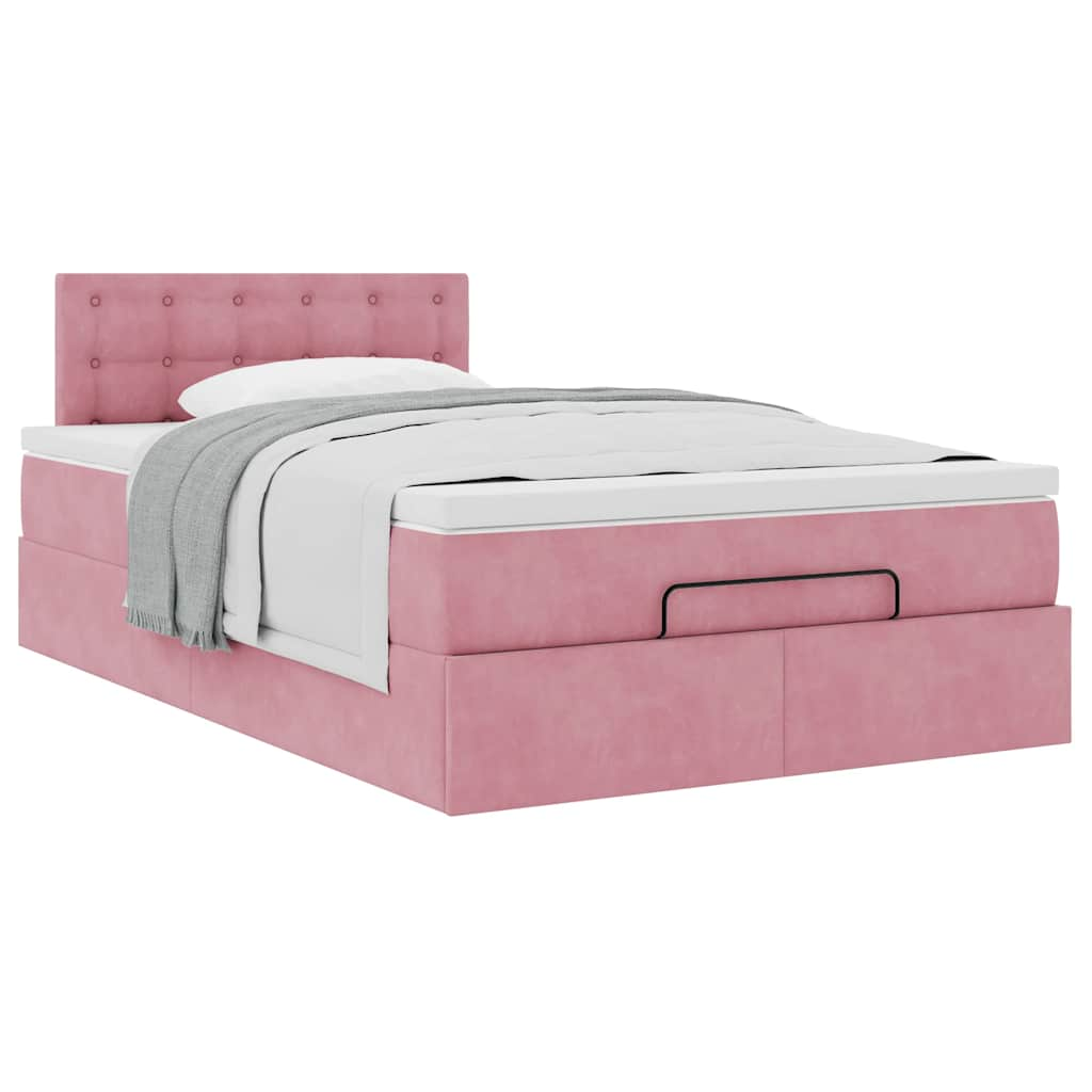 Ottoman bed met matras 120x190 cm fluweel roze