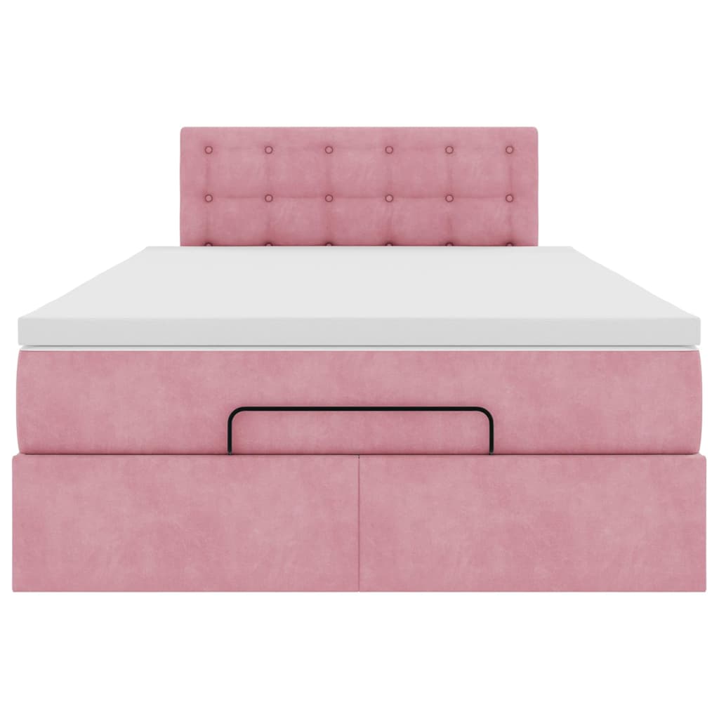 Ottoman bed met matras 120x190 cm fluweel roze