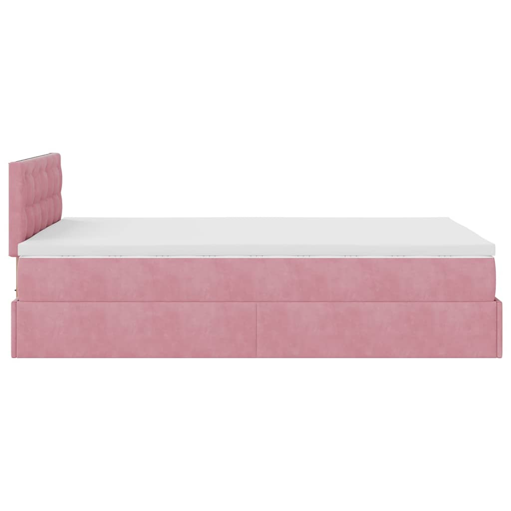 Ottoman bed met matras 120x190 cm fluweel roze