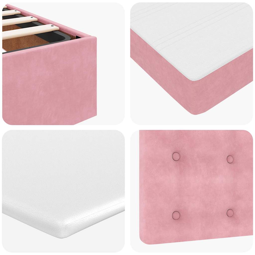 Ottoman bed met matras 120x190 cm fluweel roze