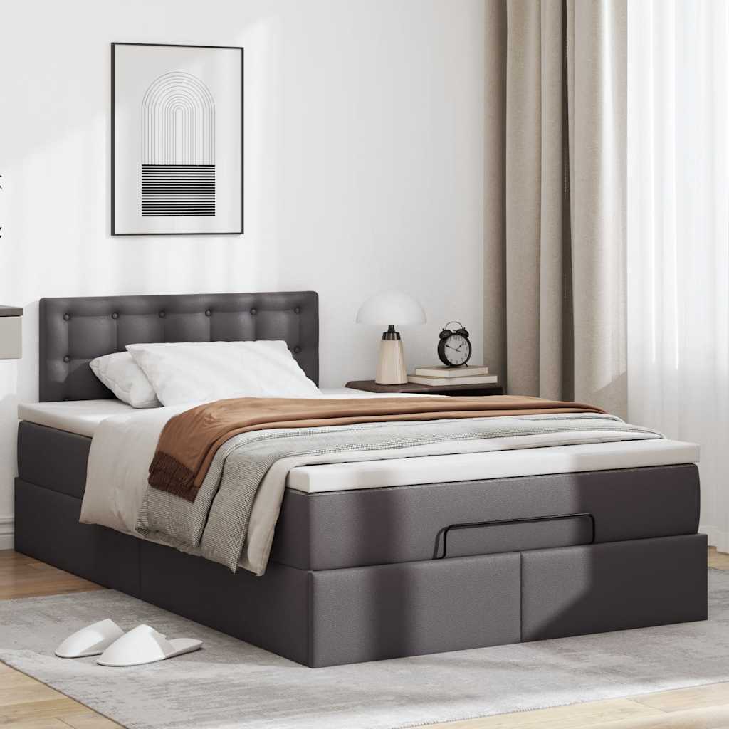 Ottoman bed met matrassen en LED's 120x190 cm kunstleer grijs