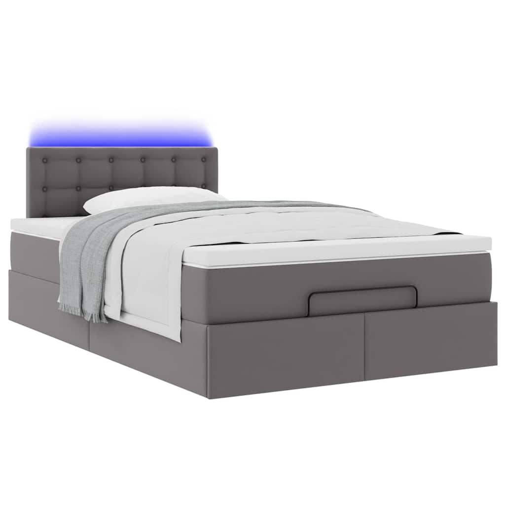 Ottoman bed met matrassen en LED's 120x190 cm kunstleer grijs