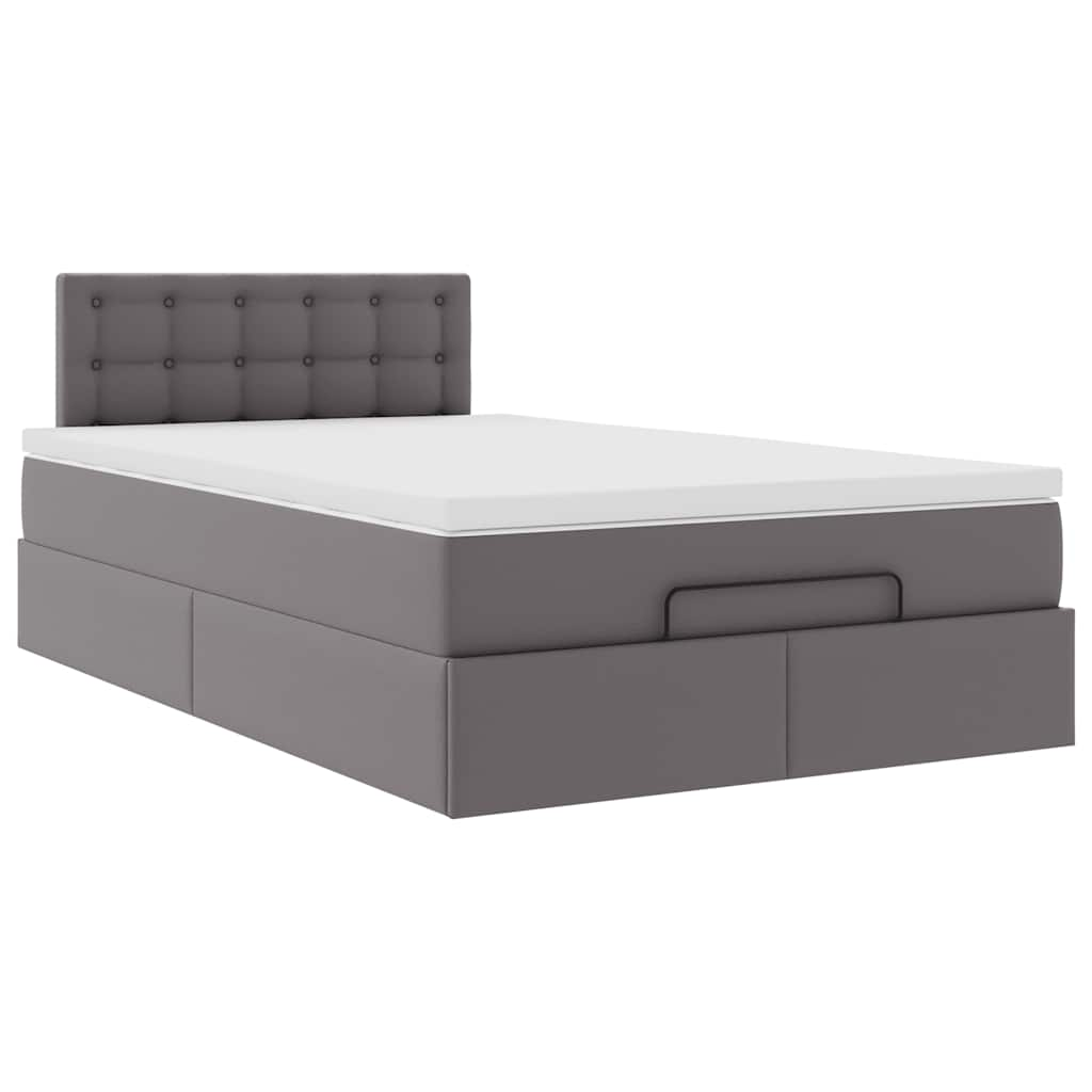 Ottoman bed met matrassen en LED's 120x190 cm kunstleer grijs