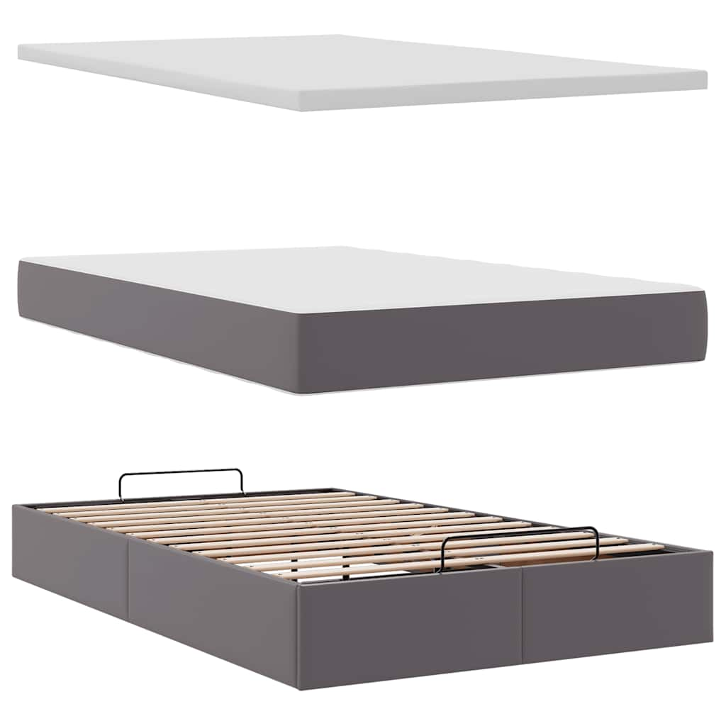 Ottoman bed met matrassen en LED's 120x190 cm kunstleer grijs