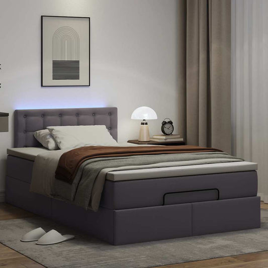 Ottoman bed met matrassen en LED's 120x190 cm kunstleer grijs