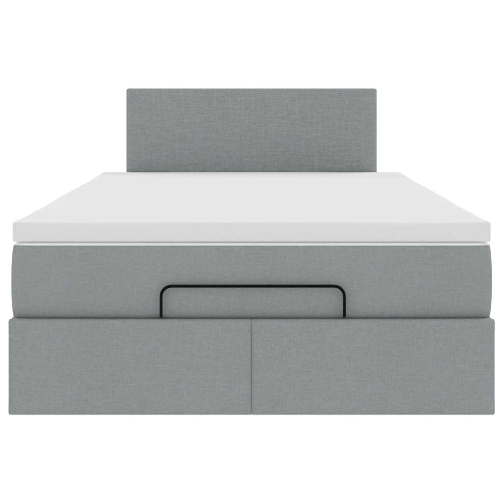 Ottoman bed met matras en LED's 120x190 cm stof lichtgrijs