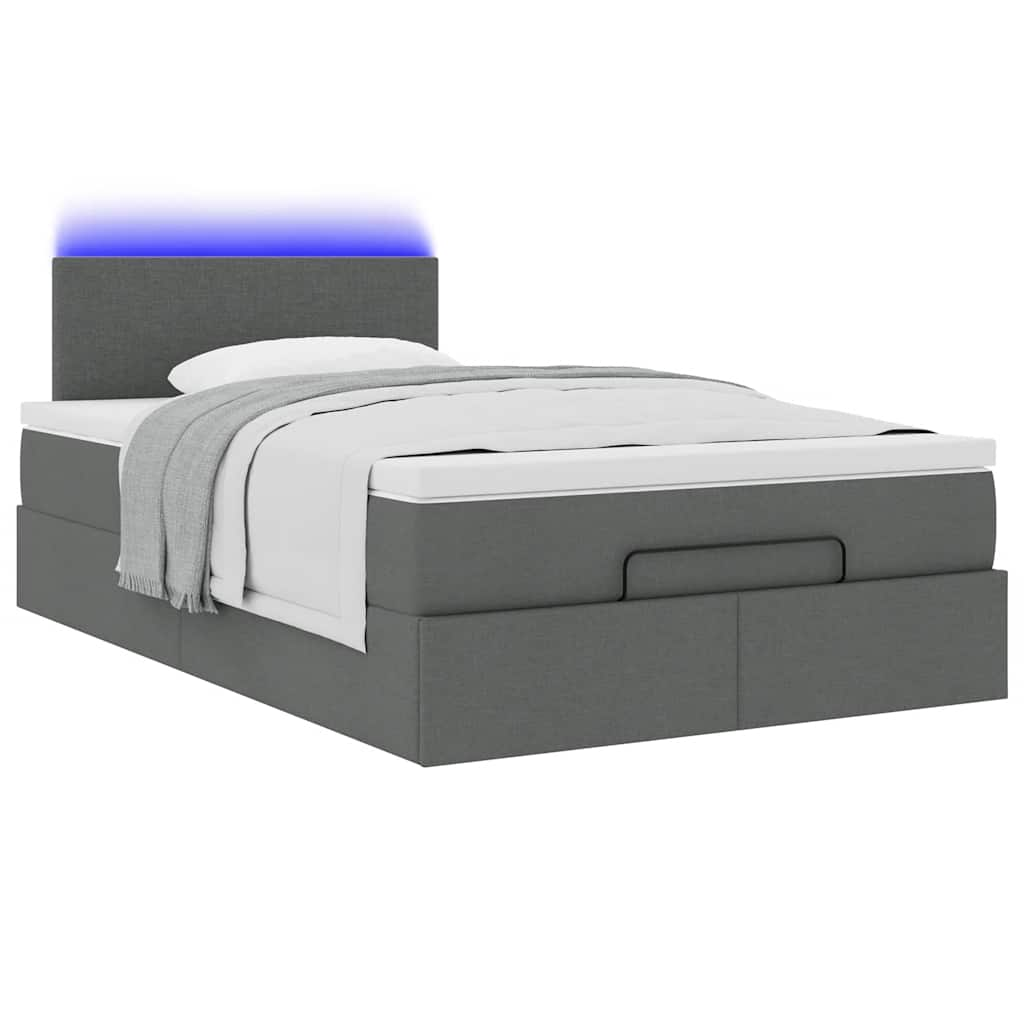 Ottoman bed met matras en LED's 120x190 cm stof donkergrijs