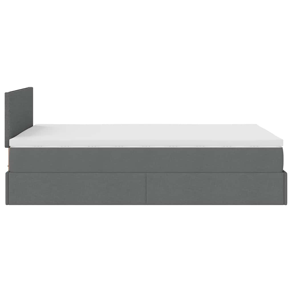 Ottoman bed met matras en LED's 120x190 cm stof donkergrijs