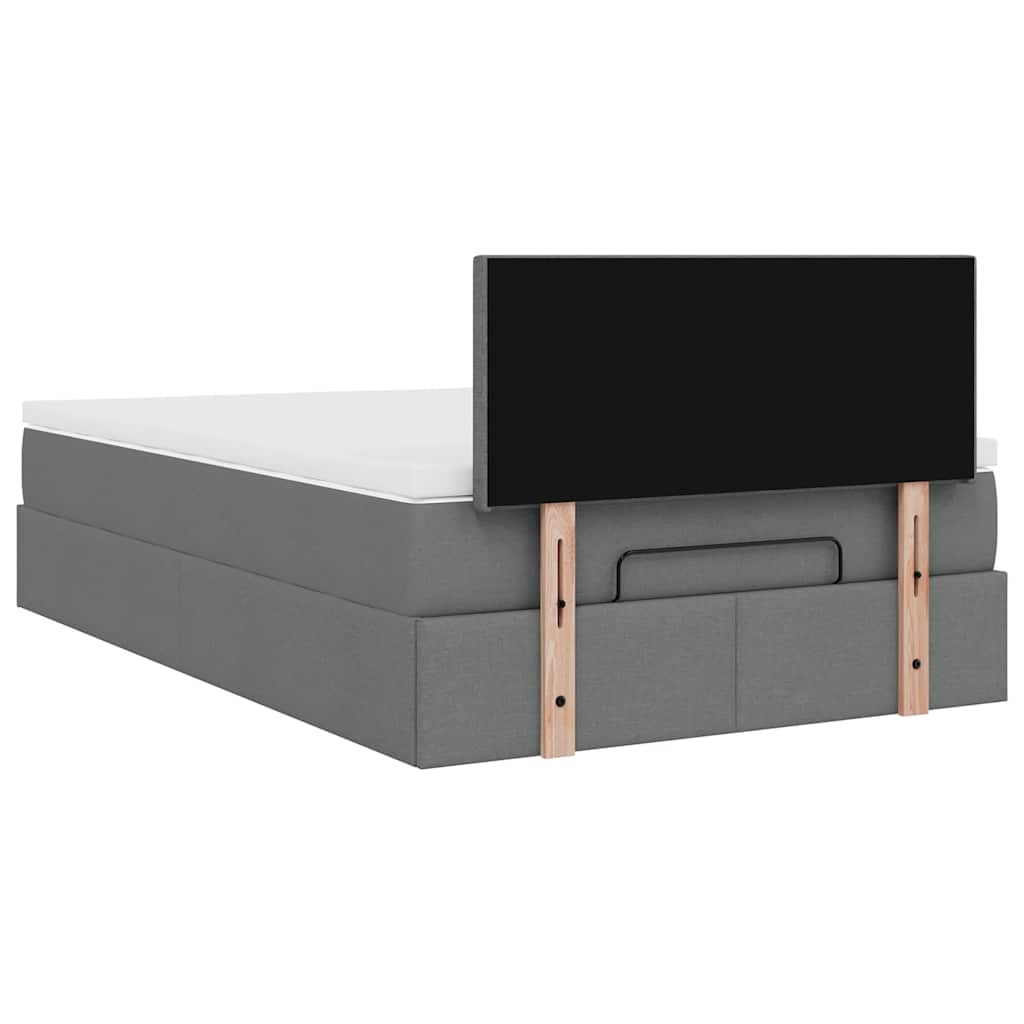 Ottoman bed met matras en LED's 120x190 cm stof donkergrijs