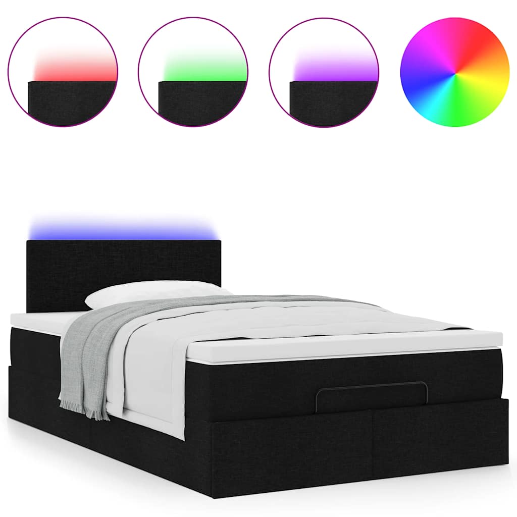 Ottoman bed met matras en LED's 120x190 cm stof zwart