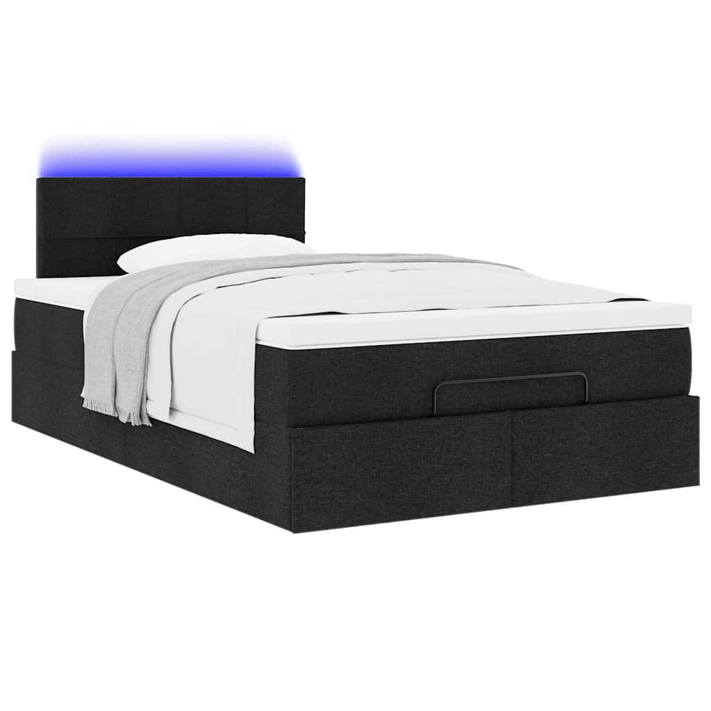 Ottoman bed met matras en LED's 120x190 cm stof zwart